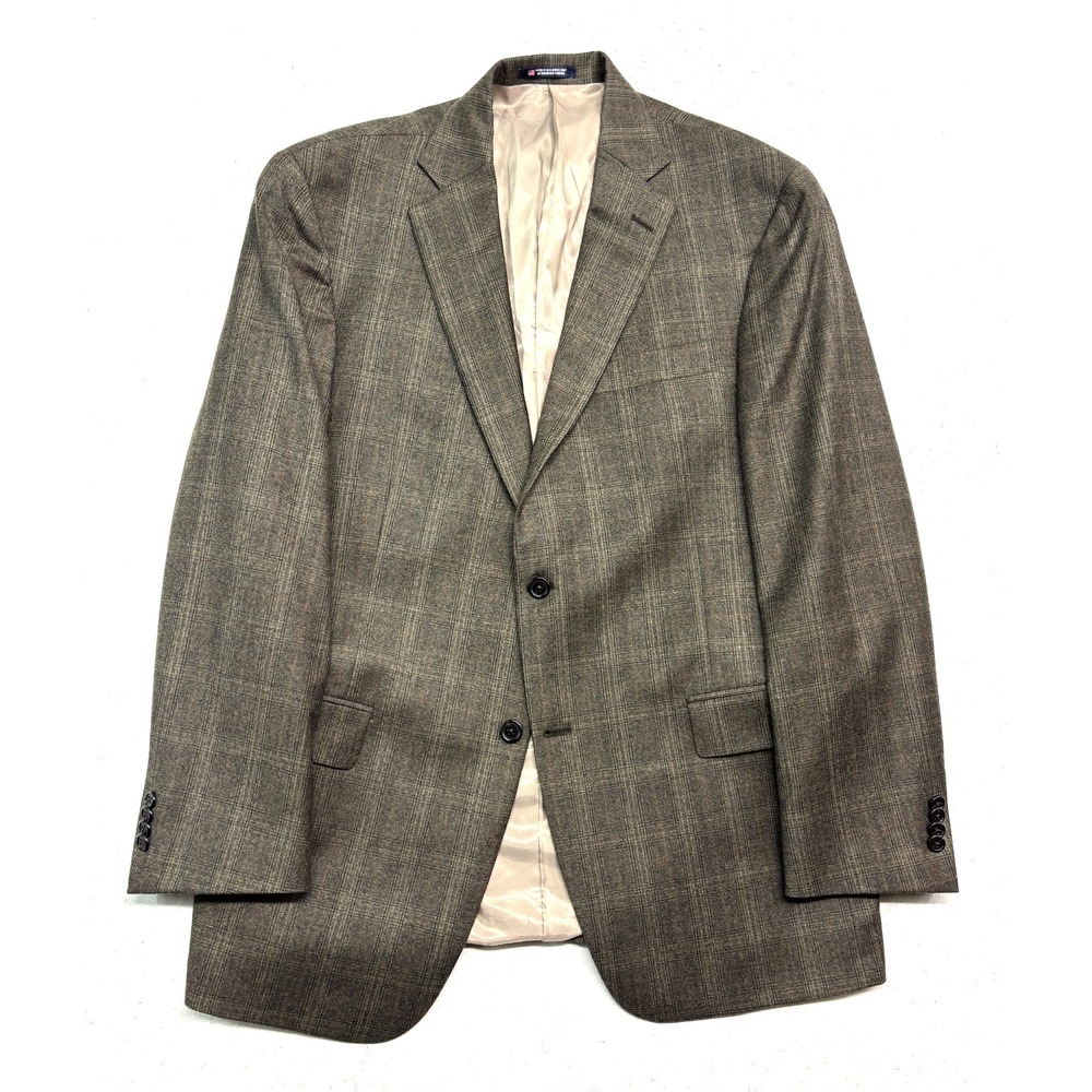 Hart Schaffner Marx 42R Brown Plaid Flannel Wool Blazer Jacket Sport Suit Coat